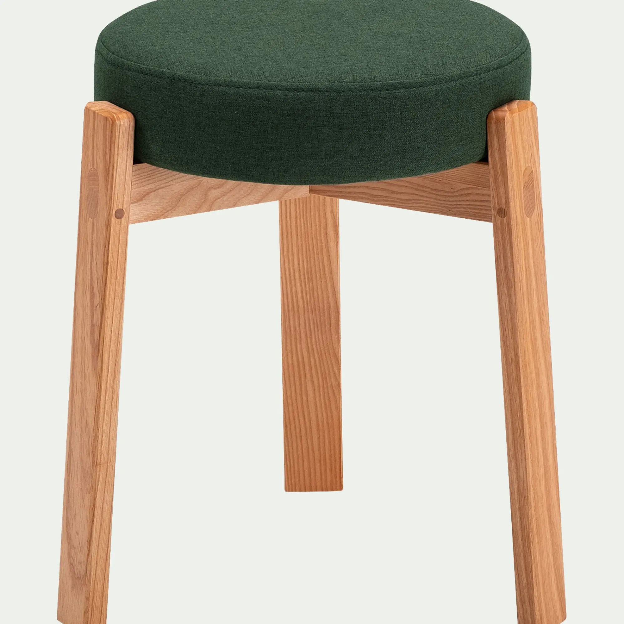 alinea Tabouret*Tabouret bas en bois de frêne et tissu H45cm - cèdre Vert