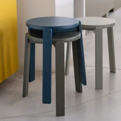 alinea Table De Chevet|Tabouret*Tabouret bas en bois de frêne H45cm - figuerolles Bleu