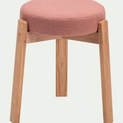 alinea Tabouret*Tabouret bas en bois de frêne et tissu H45cm - brun rhassoul Marron