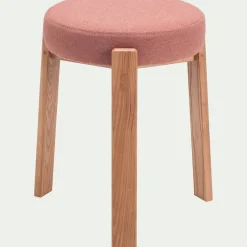 alinea Tabouret*Tabouret bas en bois de frêne et tissu H45cm - brun rhassoul Marron