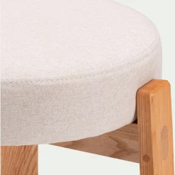 alinea Tabouret*Tabouret bas en bois de frêne et tissu H45cm - alpilles Beige