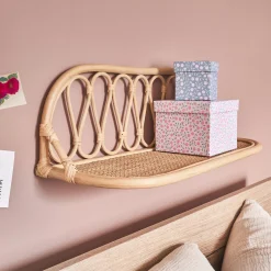 alinea Matelas Enfant|Déco Murale*Étagère murale décorative en rotin - L61xH21cm Naturel