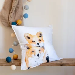 alinea Bureau Enfant|Linge De Lit Enfant*Taie d'oreiller enfant imprimé renard en coton 63x63cm - Orange