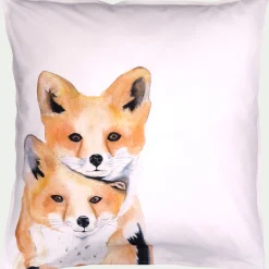 alinea Bureau Enfant|Linge De Lit Enfant*Taie d'oreiller enfant imprimé renard en coton 63x63cm - Orange