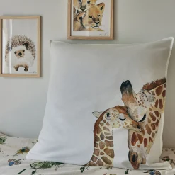 alinea Bureau Enfant|Linge De Lit Enfant*Taie d'oreiller enfant imprimé girafe en coton 63x63cm - marron