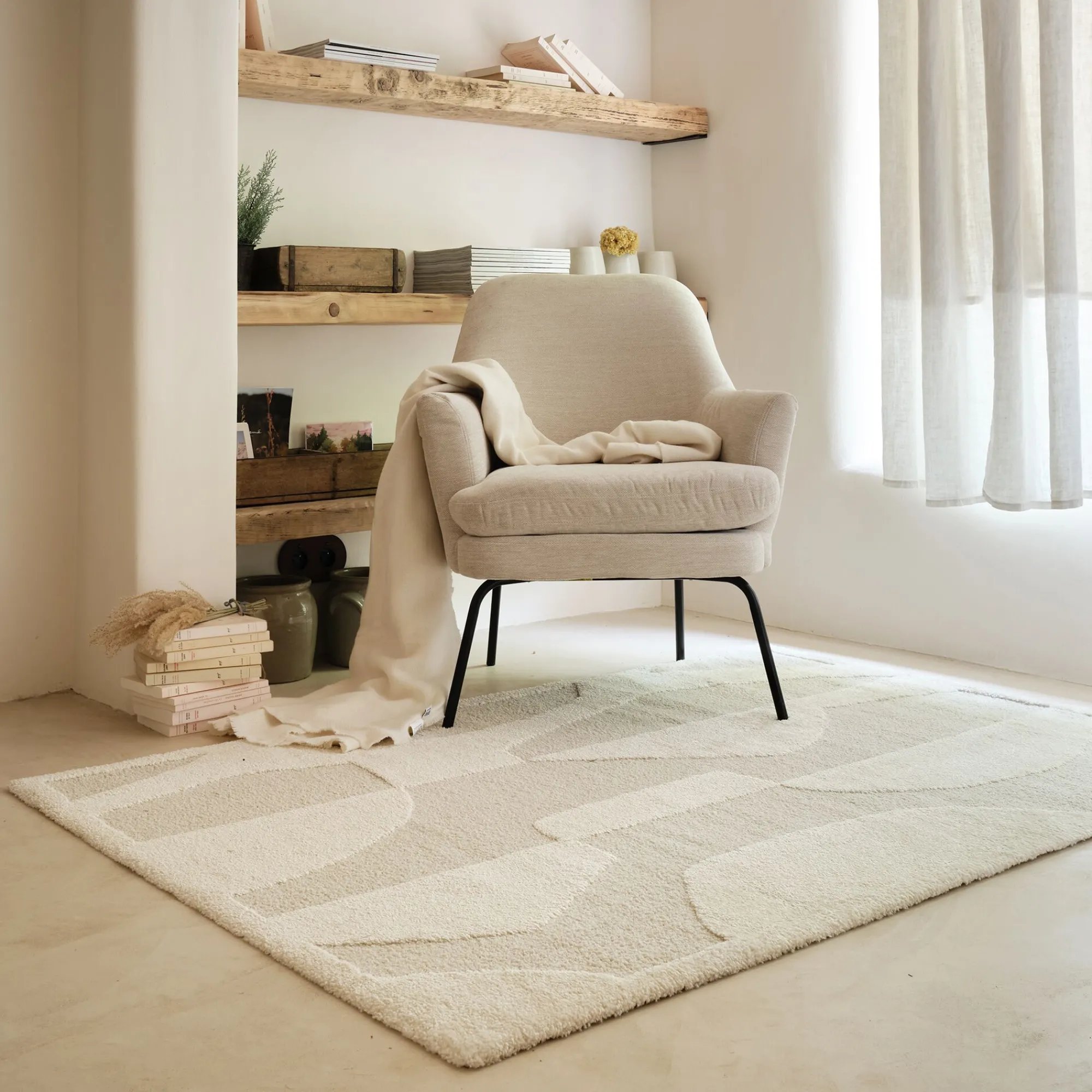 alinea Tapis De Salon*Tapis à motifs abstraits - 120x170cm Beige