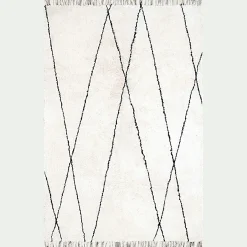 alinea Tapis De Salon|Tapis Berbère*Tapis à motifs géométriques en coton - et noir 160x230cm Blanc