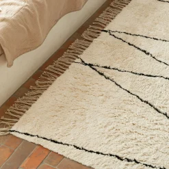 alinea Tapis De Salon|Tapis Berbère*Tapis à motifs géométriques en coton - et noir 160x230cm Blanc
