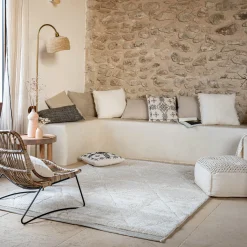 alinea Tapis De Salon|Tapis Berbère*Tapis à poils longs style berbère 160x230cm - Blanc