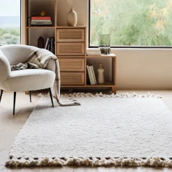alinea Tapis En Laine|Tapis Uni*Tapis à pompons en laine 120x170cm - Beige