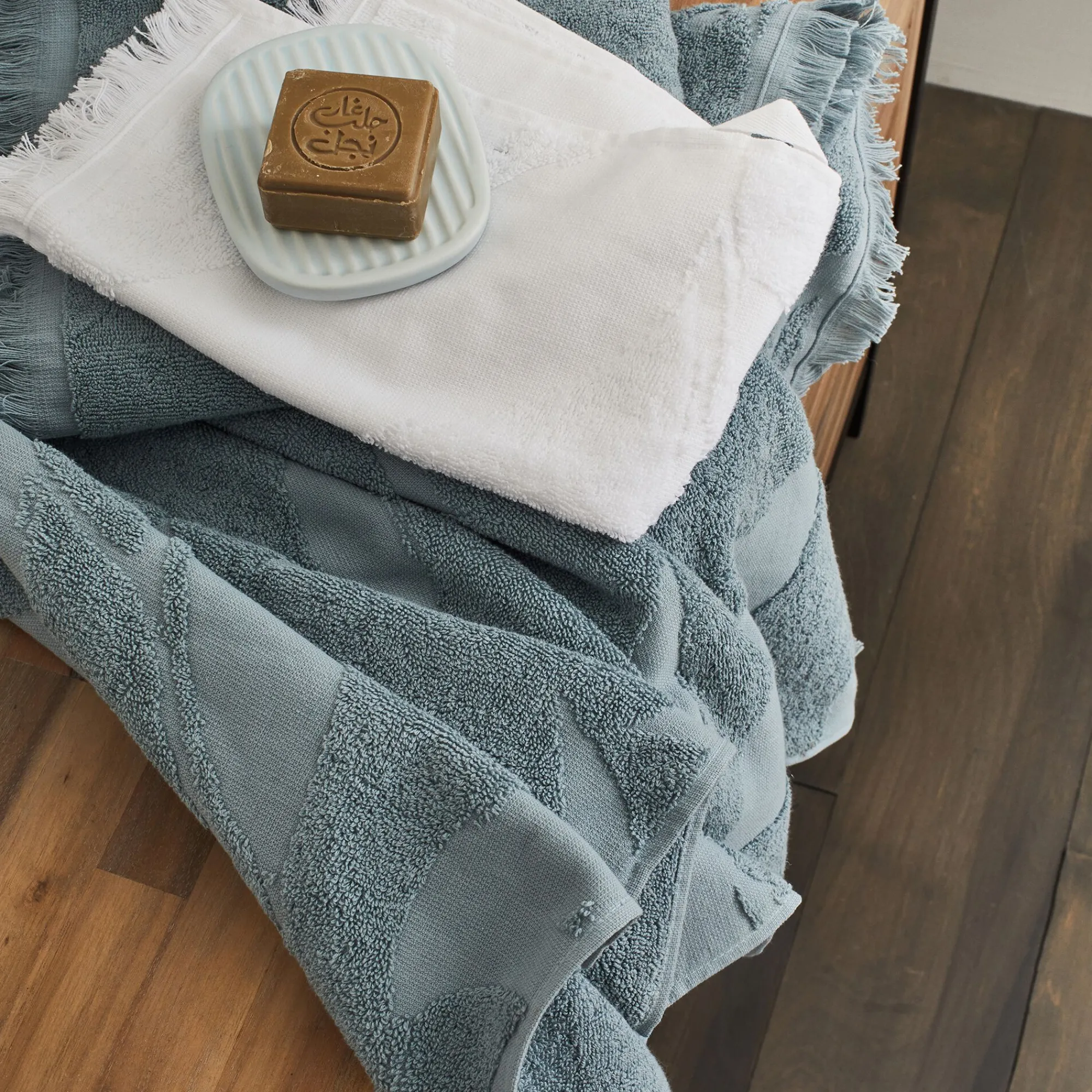 alinea Tapis De Bain*Tapis de bain en coton - calaluna 50x80 cm Bleu
