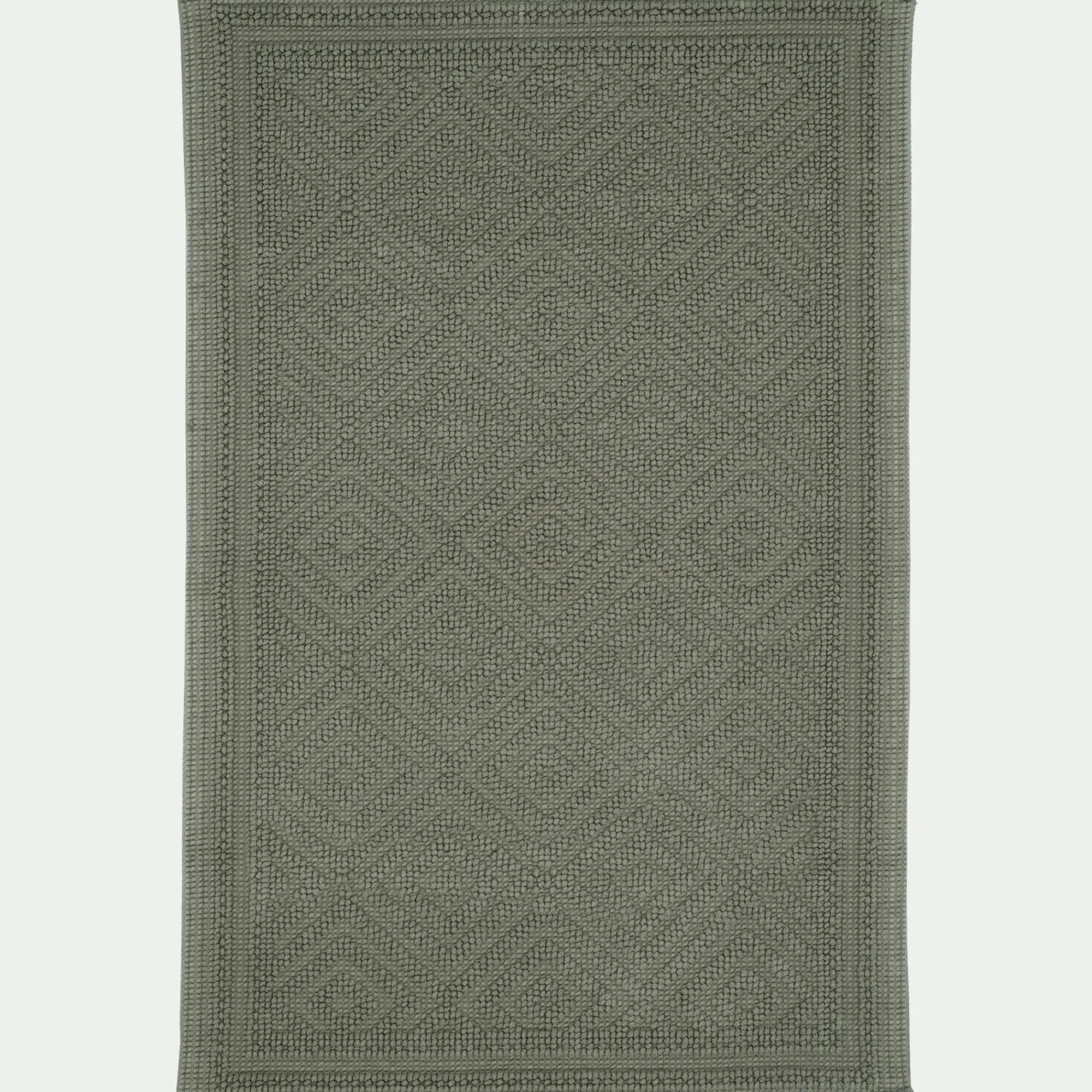 alinea Tapis De Bain*Tapis de bain surpiquage losanges en coton - cèdre 50x70cm Vert
