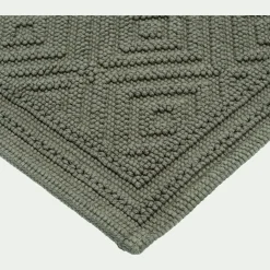 alinea Tapis De Bain*Tapis de bain surpiquage losanges en coton - cèdre 50x70cm Vert