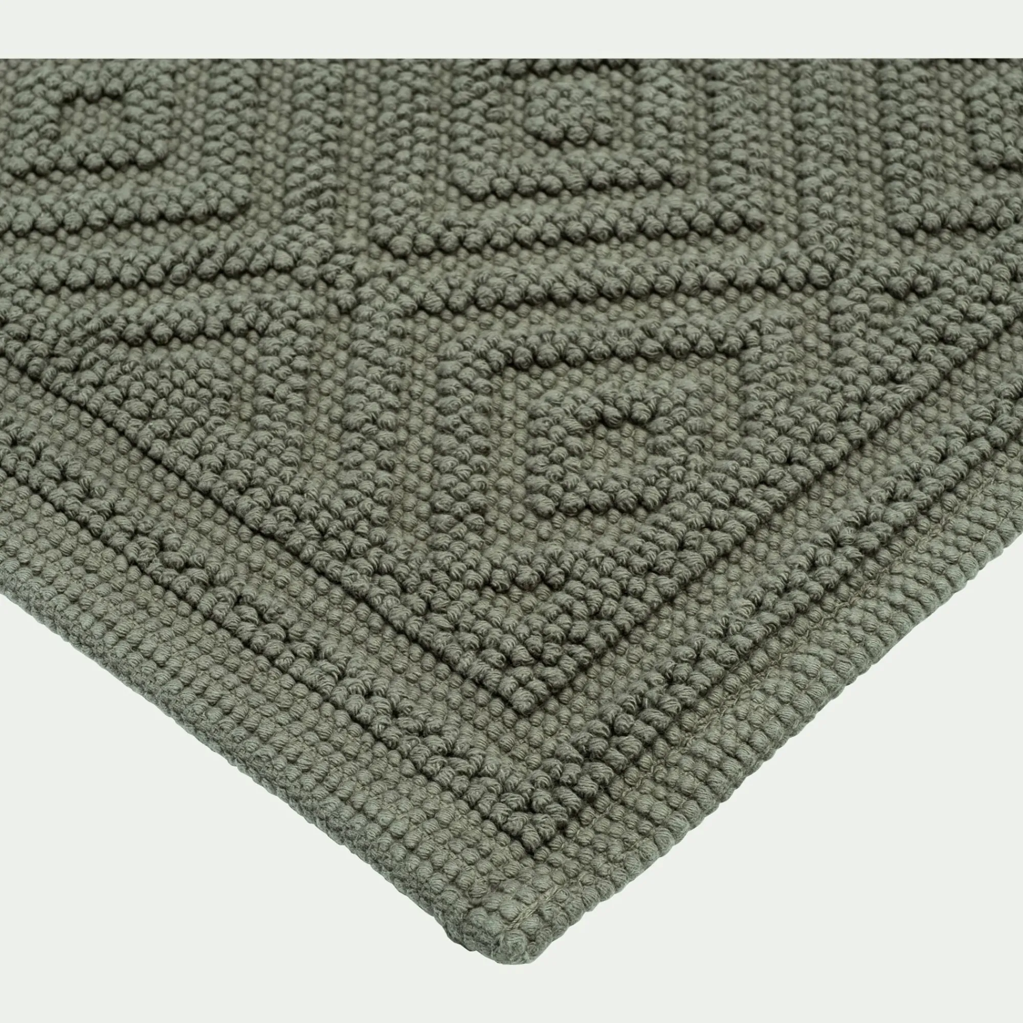 alinea Tapis De Bain*Tapis de bain surpiquage losanges en coton - cèdre 50x70cm Vert
