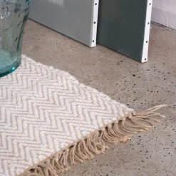 alinea Tapis En Laine|Tapis En Jute*Tapis de couloir et laine et jute - 60x200cm Blanc