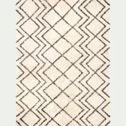 alinea Tapis De Salon|Tapis Berbère*Tapis en coton à motif inspiration berbère - écru et noir 140x200cm Blanc