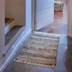 alinea Tapis De Couloir|Tapis De Cuisine*Tapis en coton recyclé et jute - 110x60cm Noir