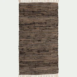 alinea Tapis De Couloir|Tapis De Cuisine*Tapis en coton recyclé et jute - 110x60cm Noir
