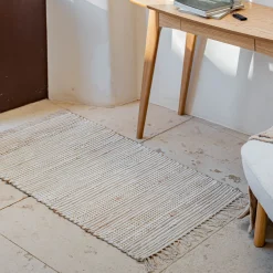 alinea Tapis De Couloir|Tapis De Cuisine*Tapis en coton recyclé et jute - naturel et 60x110cm Blanc