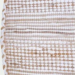 alinea Tapis En Jute|Tapis De Salon*Tapis en coton recyclé et jute - naturel et D160cm Blanc