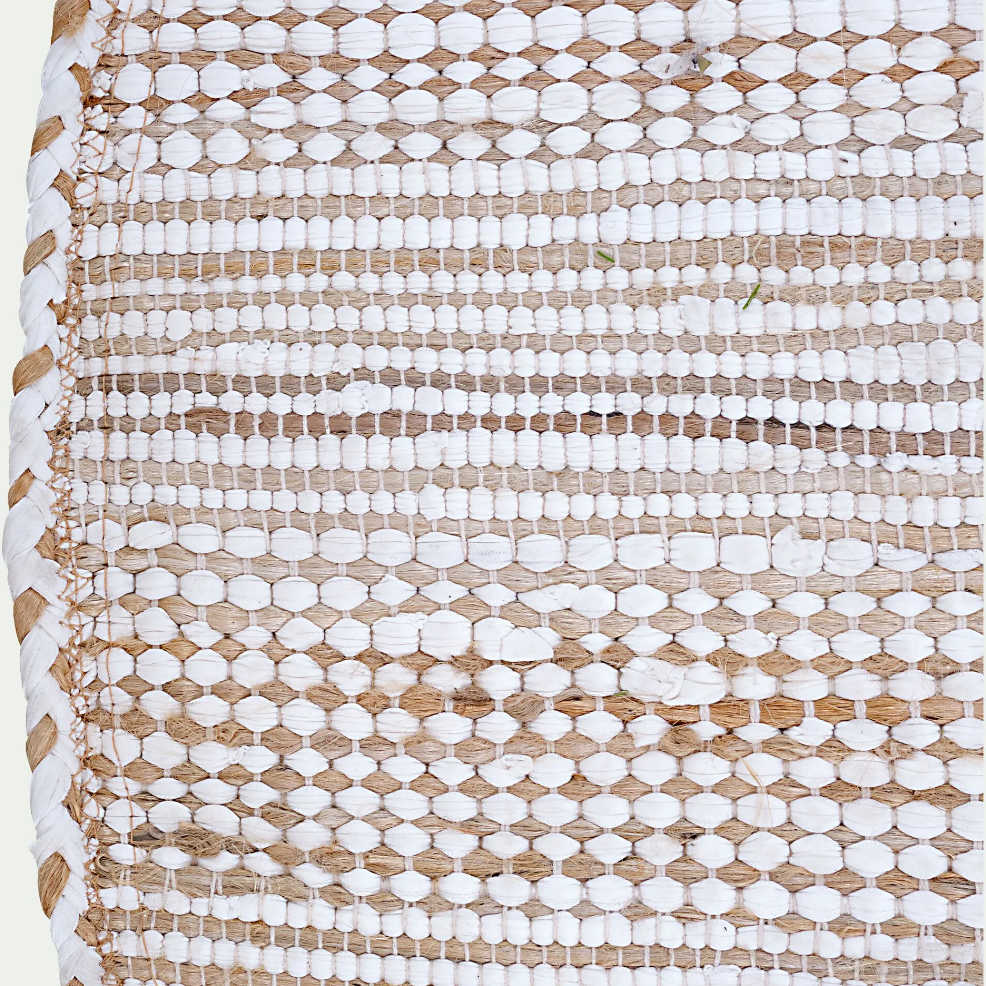 alinea Tapis En Jute|Tapis De Salon*Tapis en coton recyclé et jute - naturel et D160cm Blanc