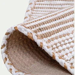 alinea Tapis En Jute|Tapis De Salon*Tapis en coton recyclé et jute - naturel et D160cm Blanc