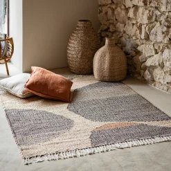 alinea Tapis En Jute|Tapis De Salon*Tapis en jute et coton à motifs 120x170cm - Noir