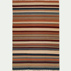 alinea Tapis En Laine|Descente De Lit*Tapis en laine à rayures 60x120cm - Rouge