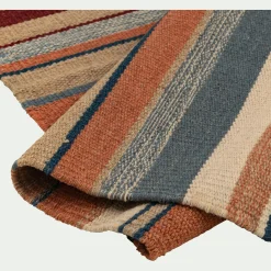 alinea Tapis En Laine|Descente De Lit*Tapis en laine à rayures 60x120cm - Rouge