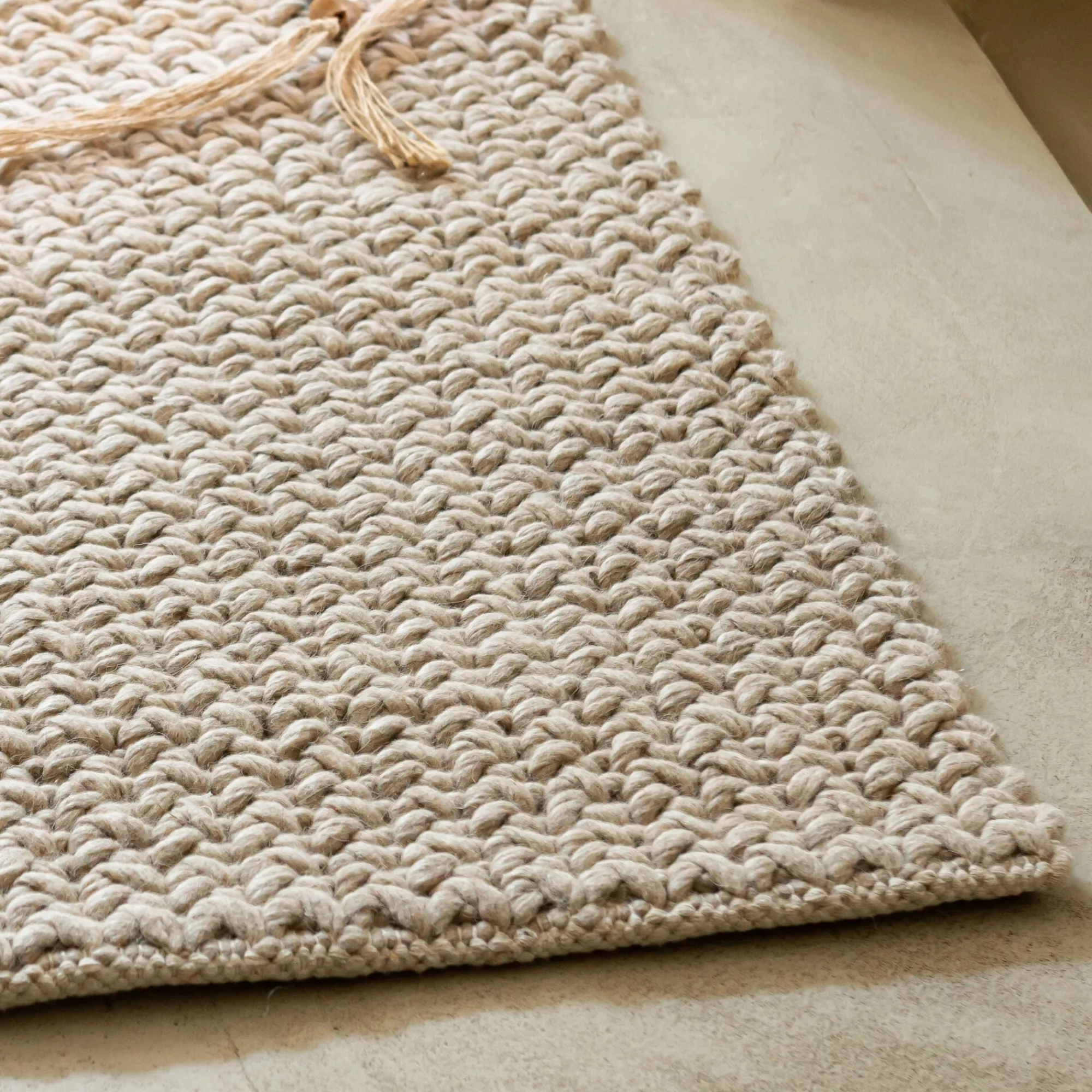 alinea Descente De Lit*Tapis en laine et coton - 60x90cm Beige