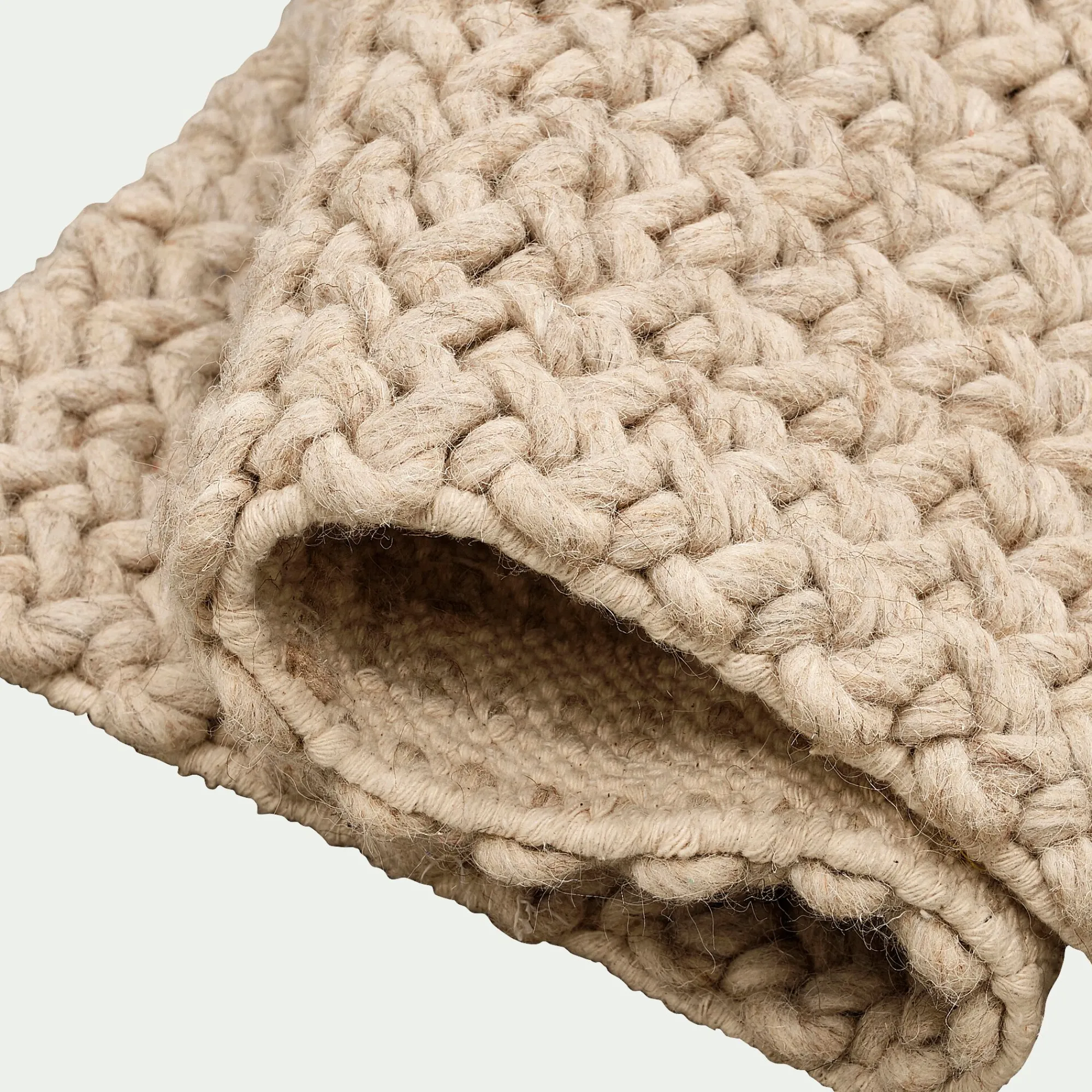 alinea Descente De Lit*Tapis en laine et coton - 60x90cm Beige