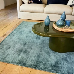 alinea Tapis Uni|Tapis De Salon*Tapis frangé en velours 160x230cm - eucalyptus Vert