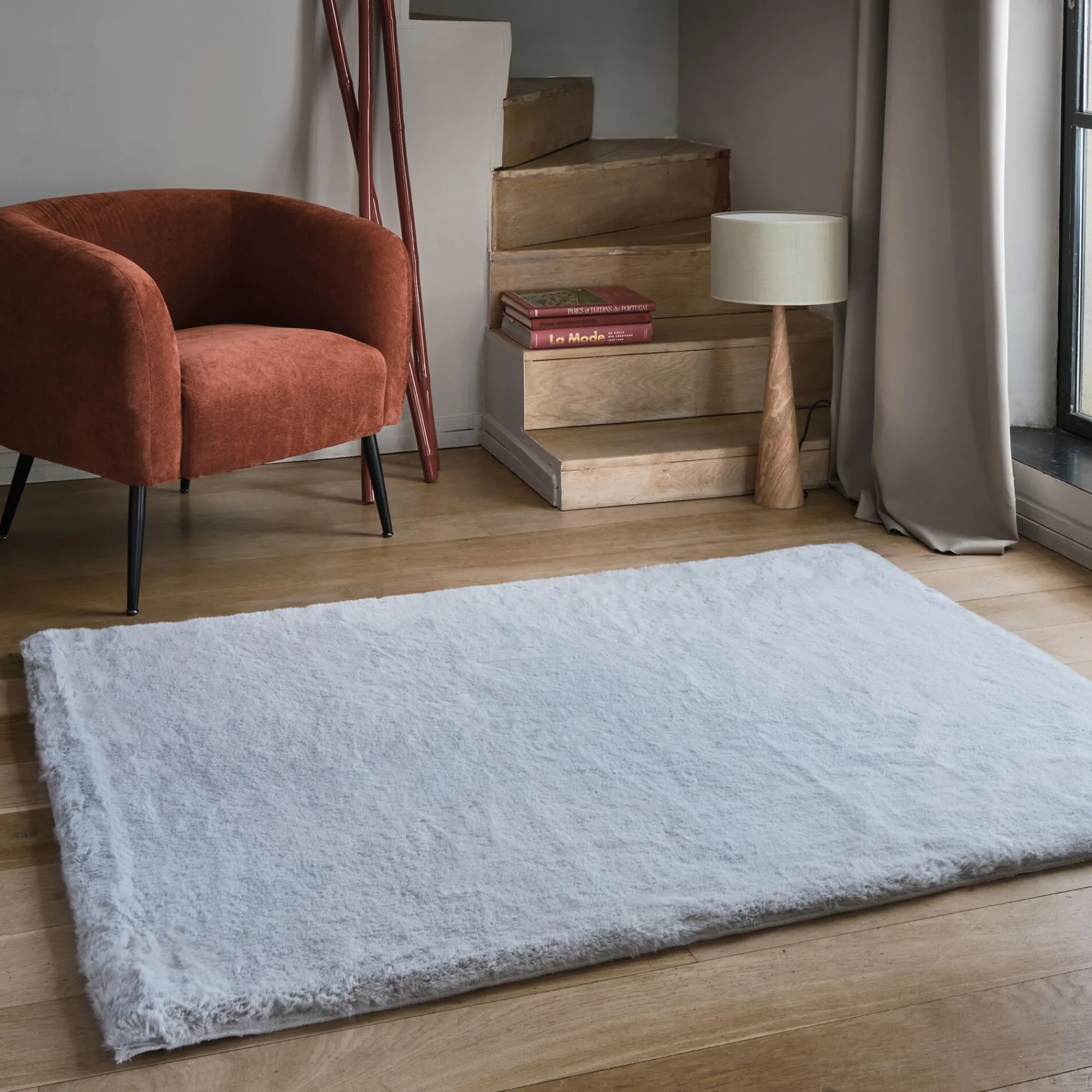 alinea Tapis Uni|Tapis De Salon*Tapis imitation fourrure - 120x160cm Gris
