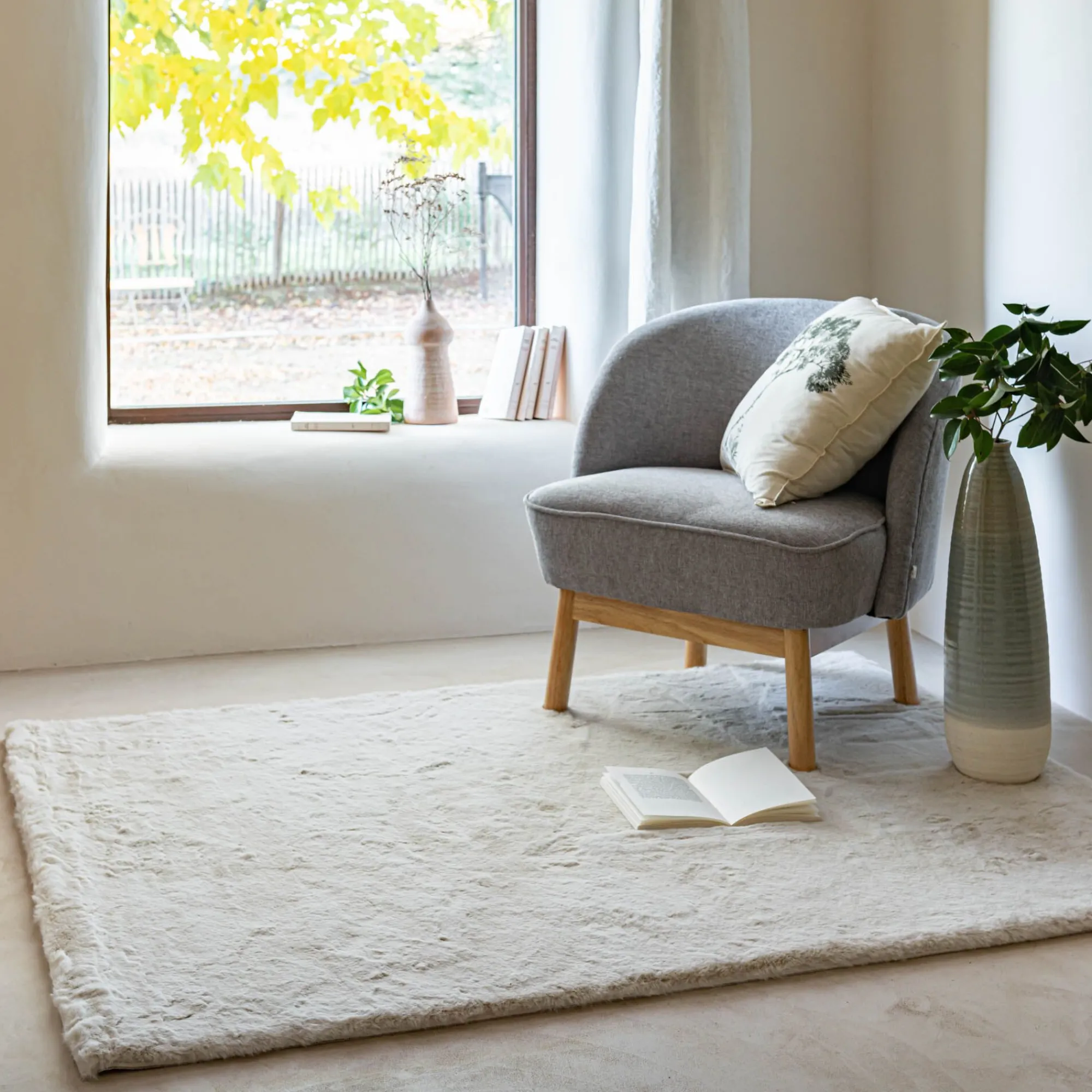alinea Tapis Uni|Tapis De Salon*Tapis imitation fourrure - 120x160cm Beige