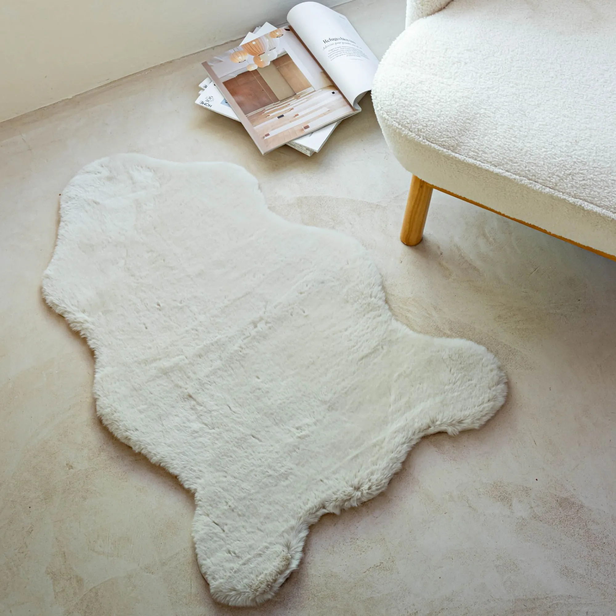 alinea Matelas Enfant|Tapis Uni*Tapis imitation fourrure - 60x90cm Beige
