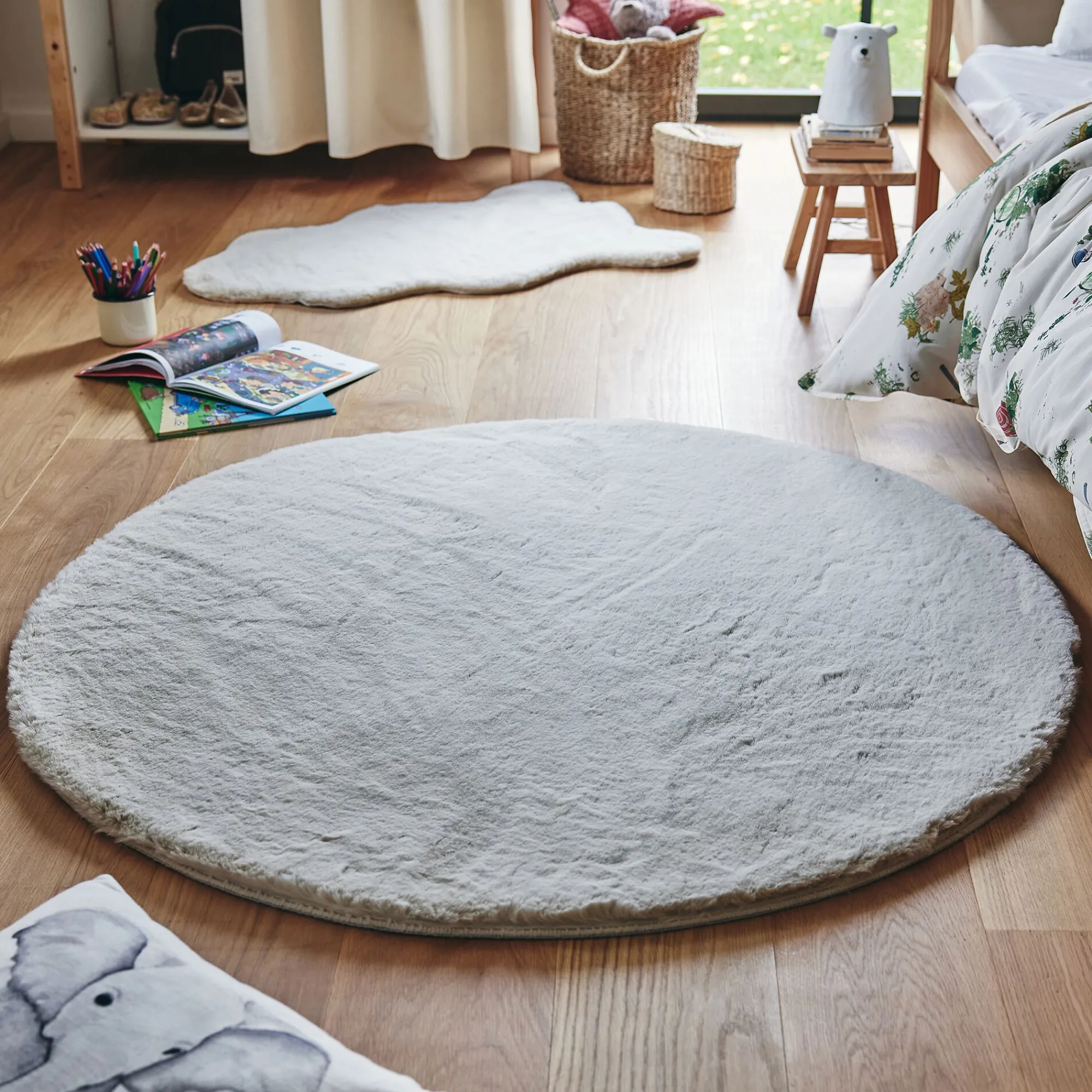 alinea Descente De Lit|Tapis Uni*Tapis imitation fourrure - D120cm Beige