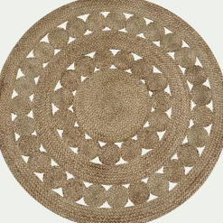 alinea Tapis De Salon|Tapis Rond*Tapis rond ajouré en jute - D120cm Naturel