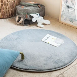 alinea Descente De Lit|Tapis Uni*Tapis rond imitation fourrure - restanque D70cm Gris
