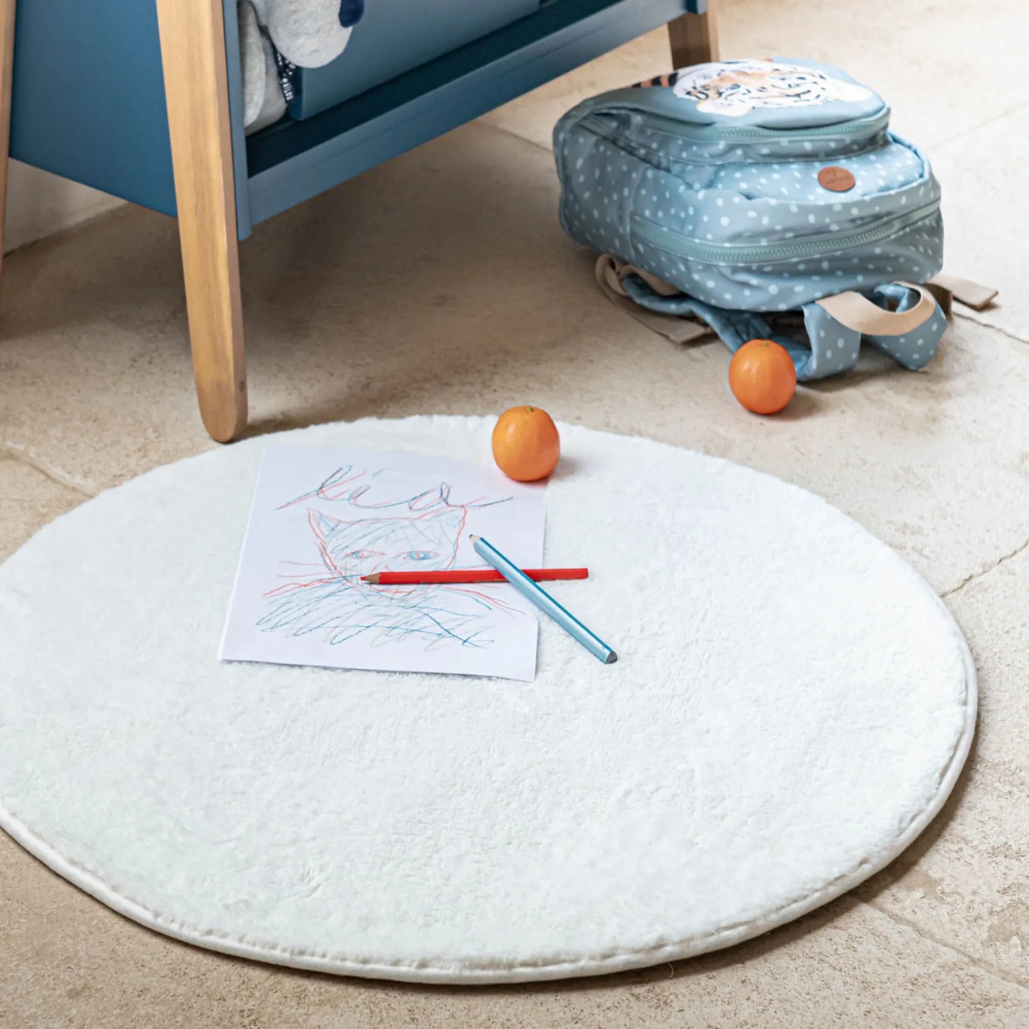 alinea Descente De Lit|Tapis Uni*Tapis rond imitation fourrure - ventoux D70cm Blanc