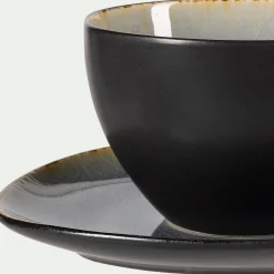 alinea Vaisselle Petit Déjeuner|Tasse Et Mug*Tasse et sous-tasse en grès réactif D10xH5cm - Gris
