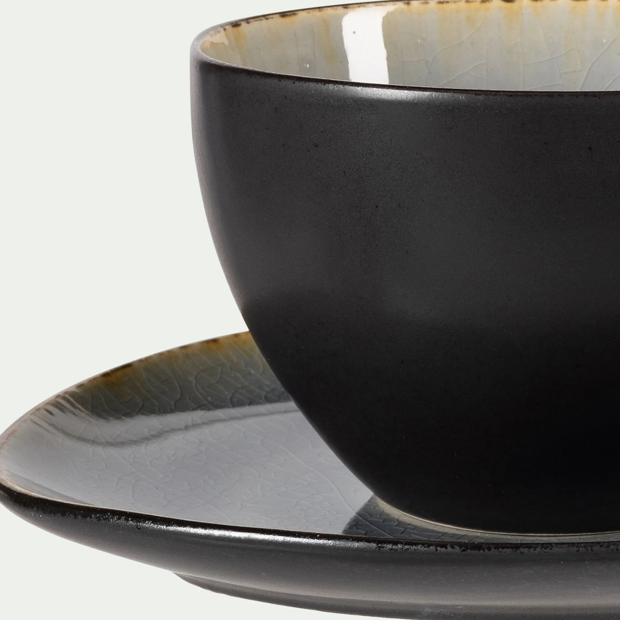 alinea Vaisselle Petit Déjeuner|Tasse Et Mug*Tasse et sous-tasse en grès réactif D10xH5cm - Gris