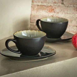 alinea Vaisselle Petit Déjeuner|Tasse Et Mug*Tasse et sous-tasse en grès réactif D10xH5cm - Gris