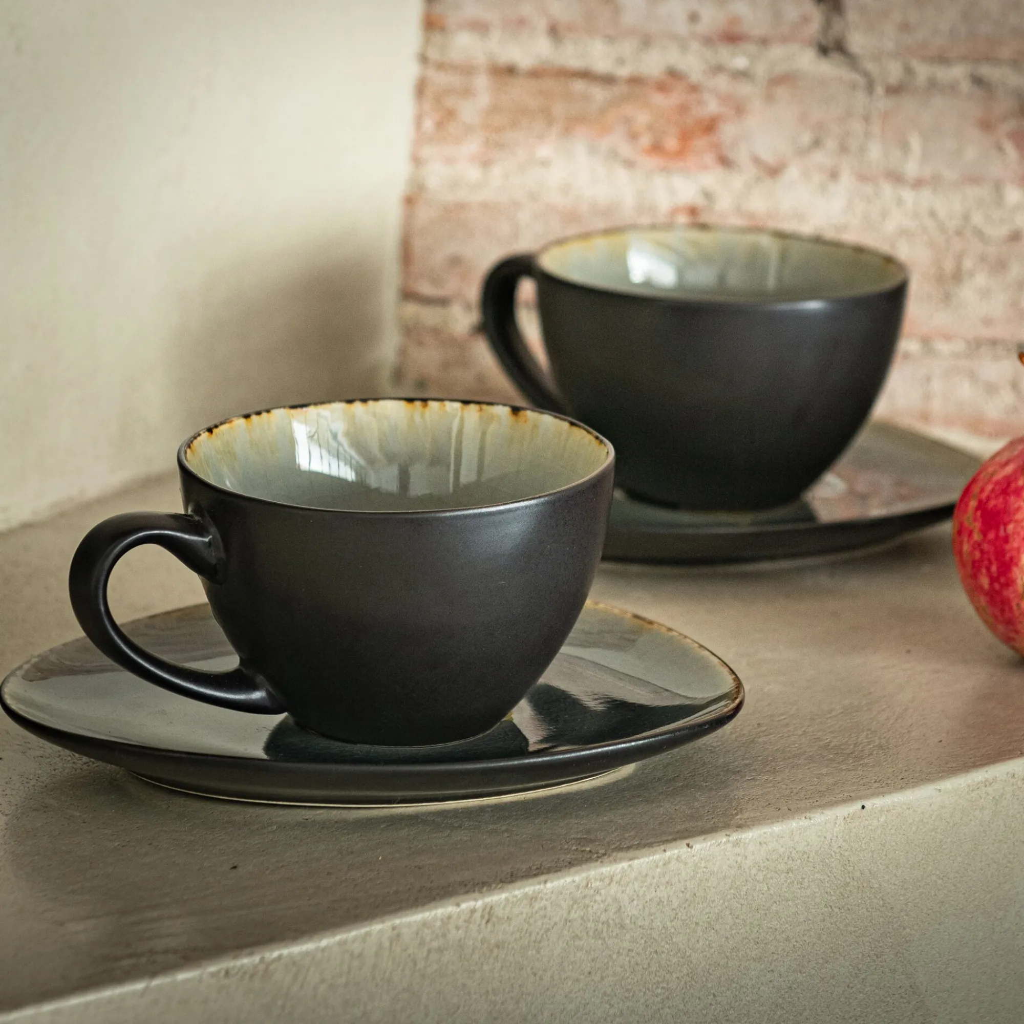 alinea Vaisselle Petit Déjeuner|Tasse Et Mug*Tasse et sous-tasse en grès réactif D10xH5cm - Gris