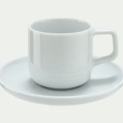 alinea Vaisselle Petit Déjeuner|Tasse Et Mug*Tasse et sous-tasse spirale en porcelaine 10cl - Blanc