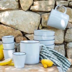 alinea Vaisselle Petit Déjeuner|Tasse Et Mug*Tasse expresso en grès avec liseré noir 10cl - Blanc