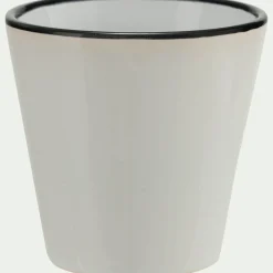 alinea Vaisselle Petit Déjeuner|Tasse Et Mug*Tasse expresso en grès avec liseré noir 10cl - Blanc