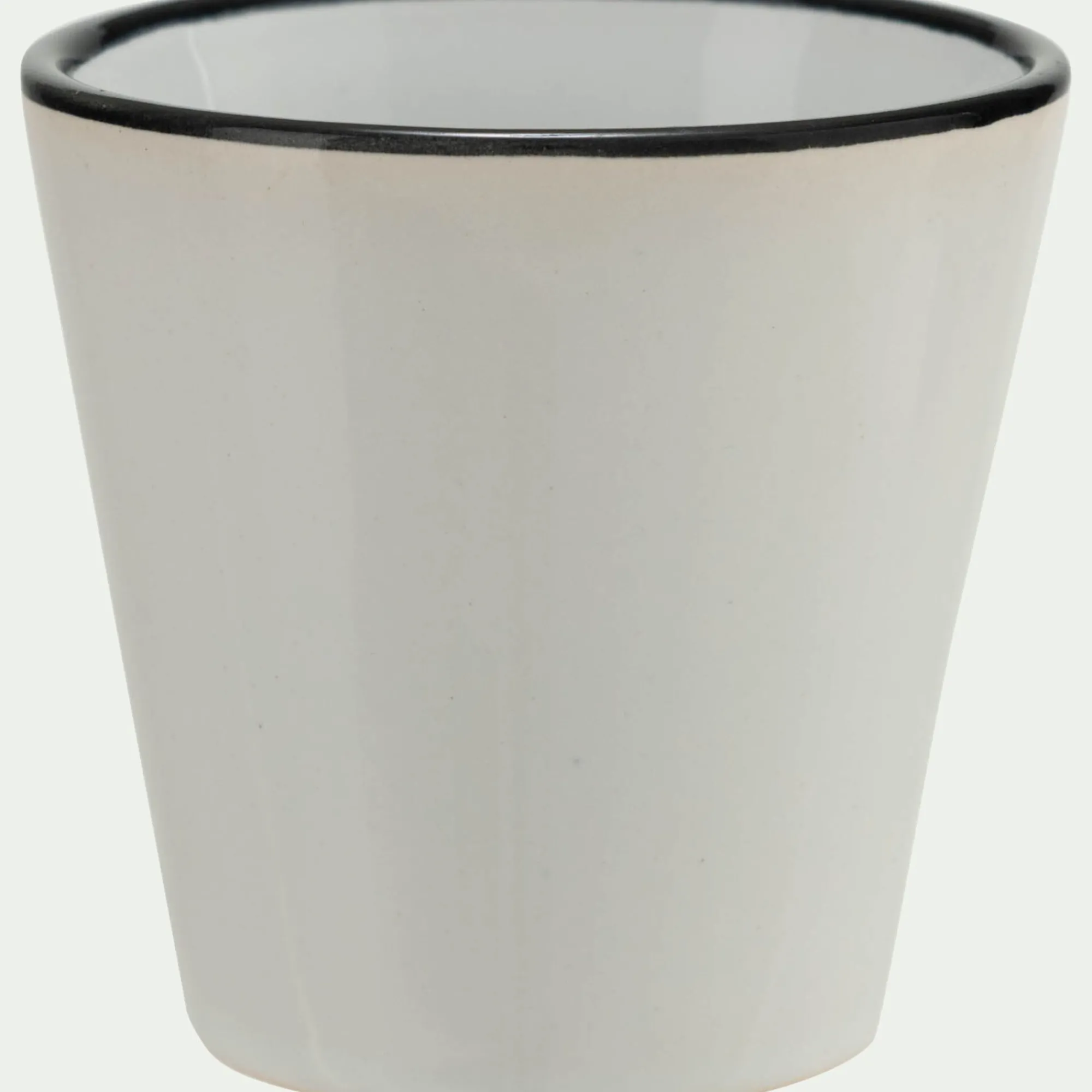 alinea Vaisselle Petit Déjeuner|Tasse Et Mug*Tasse expresso en grès avec liseré noir 10cl - Blanc