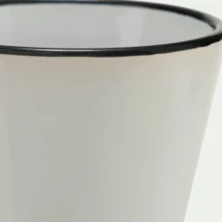 alinea Vaisselle Petit Déjeuner|Tasse Et Mug*Tasse expresso en grès avec liseré noir 10cl - Blanc