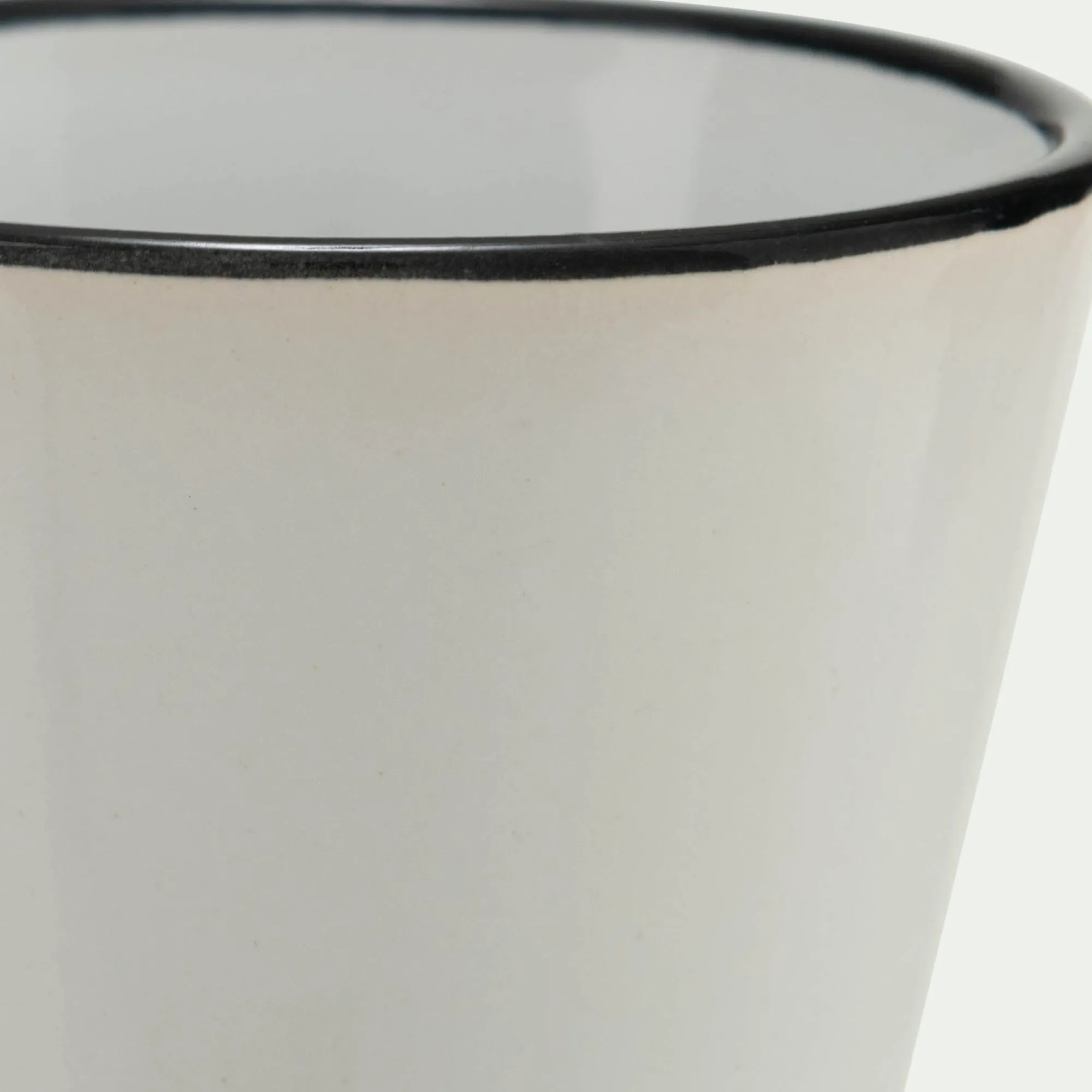 alinea Vaisselle Petit Déjeuner|Tasse Et Mug*Tasse expresso en grès avec liseré noir 10cl - Blanc