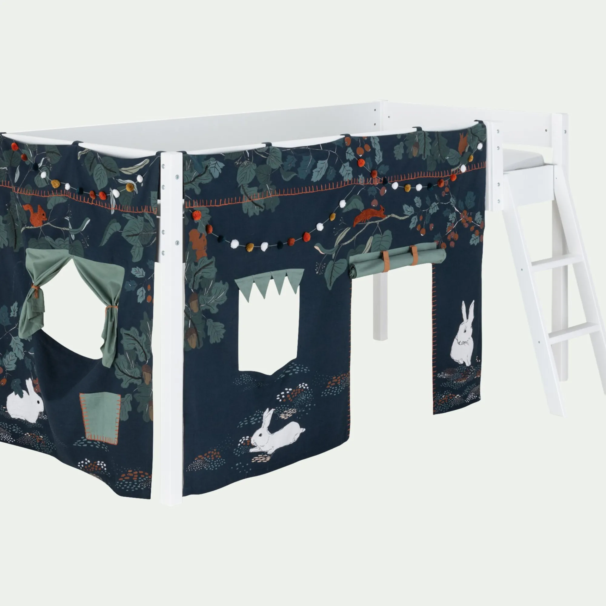 alinea Matelas Enfant|Tipi*Tente de lit enfant à motifs sous-bois - Bleu